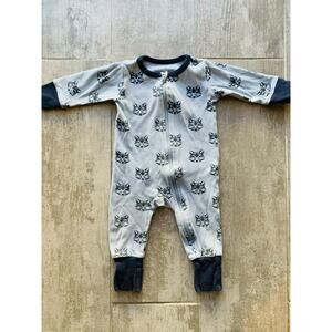 City Mouse Baby Organic Cotton Sleeper Coverall Romper 2-way Zipper Wolf - 3-6m